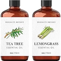 Tea Tree & Lemongrass Essential Oil Set - 4 Fl Oz - 100% Pure & Natural Therapeutic Grade Essential Oil with Glass Dropper for Aromatherapy and Diffuser