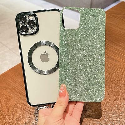 MGQILING Compatible with iPhone 11 Pro Max Magnetic Glitter Case, Luxury  Plating Cute Bling Clear Phone Case, Compatible with MagSafe for Women  Girls