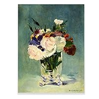 Edouard Manet Wall Art - Flowers in a Crystal Vase Art Prints - Romantic Bouquet Canvas Oil Painting for Women - Unframed Decorative Painting (18x24inches/45x60cm)