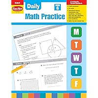 Evan-Moor Daily Math Practice, Grade 6, Homeschool & Classroom Workbook, Multiplication, Division, Ratios, Percent, Word Problems, Geometry, Exponents, Fractions, Reproducible Worksheets