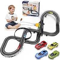 Car Toys for 3 Year Old Slot - Car Race Track Toys with 4pcs Speed Cars & 22FT Dual Racing Game Lap Overpass Track - Battery or Electric Race Car Track for Boys Girls Age 4-12