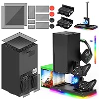 Vertical Stand for Xbox Series X with Cooling Fan& RGB LED Lights and Dust Filter for Xbox Series X