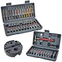40PCS Brass Punch Set - Premium Elite Punch Tool Kit with Detachable Hammer, Bench Block, Hollow Punch, and Brass, Steel Roll Pin Punches with 2 Cases for Repairs