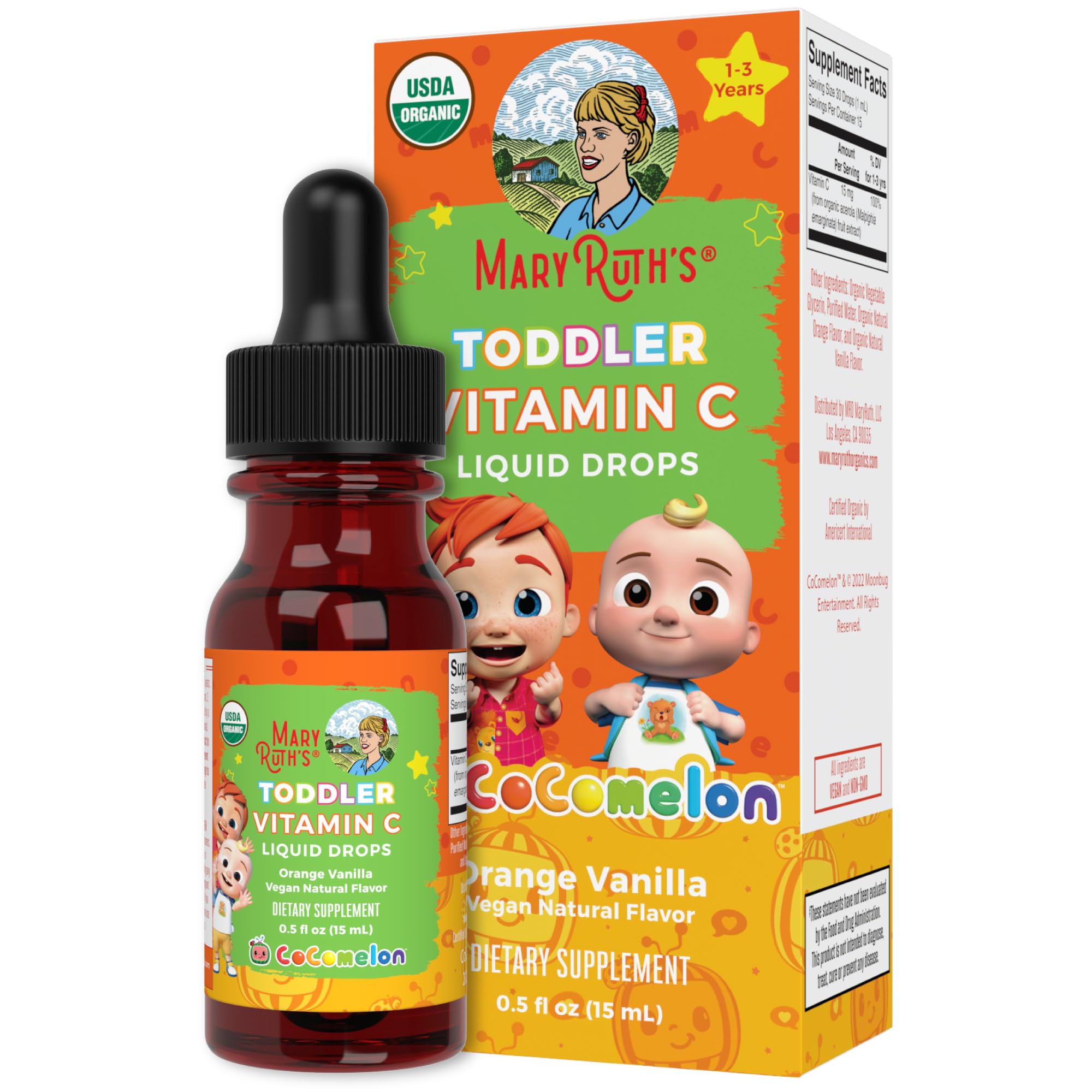 MaryRuth's Cocomelon Toddler Multivitamins + Iron, Cocomelon Toddler Vitamin C, and Cocomelon Toddler Ionic Zinc, 3-Pack Bundle for Immune Support, Brain Health, Skin Health and Overall Health, Vegan