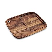 Ironwood Gourmet Fort Worth Steak Plate with Juice Channel, Acacia Wood 13 x 11 x 0.75 -inches, Brown