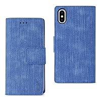 Reiko Apple iPhone X Denim Wallet Case With Gummy Inner Shell And Kickstand Function - Navy
