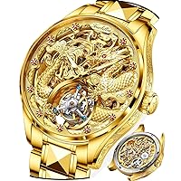 OUPINKE Men Watch Gold -Tourbillon Mechanical Movement Wrist Watch-Luxury Business Skeleton Watches-Sapphire Crystal