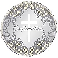 Fancy Gold Cross Confirmation Round Foil Balloon - 18