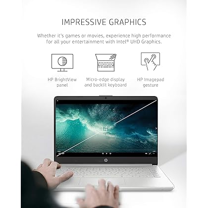 HP 14 Laptop, 11th Gen Intel Core i3-1115G4, 4 GB RAM, 128 GB SSD Storage, 14-inch HD Display, Windows 11 in S Mode, Long Battery Life, Fast-Charge Technology, Thin & Light Design (14-dq2010nr, 2021)