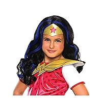 Rubie's Costume Girls DC Super Hero Wonder Woman Wig Black/Blue, Standard