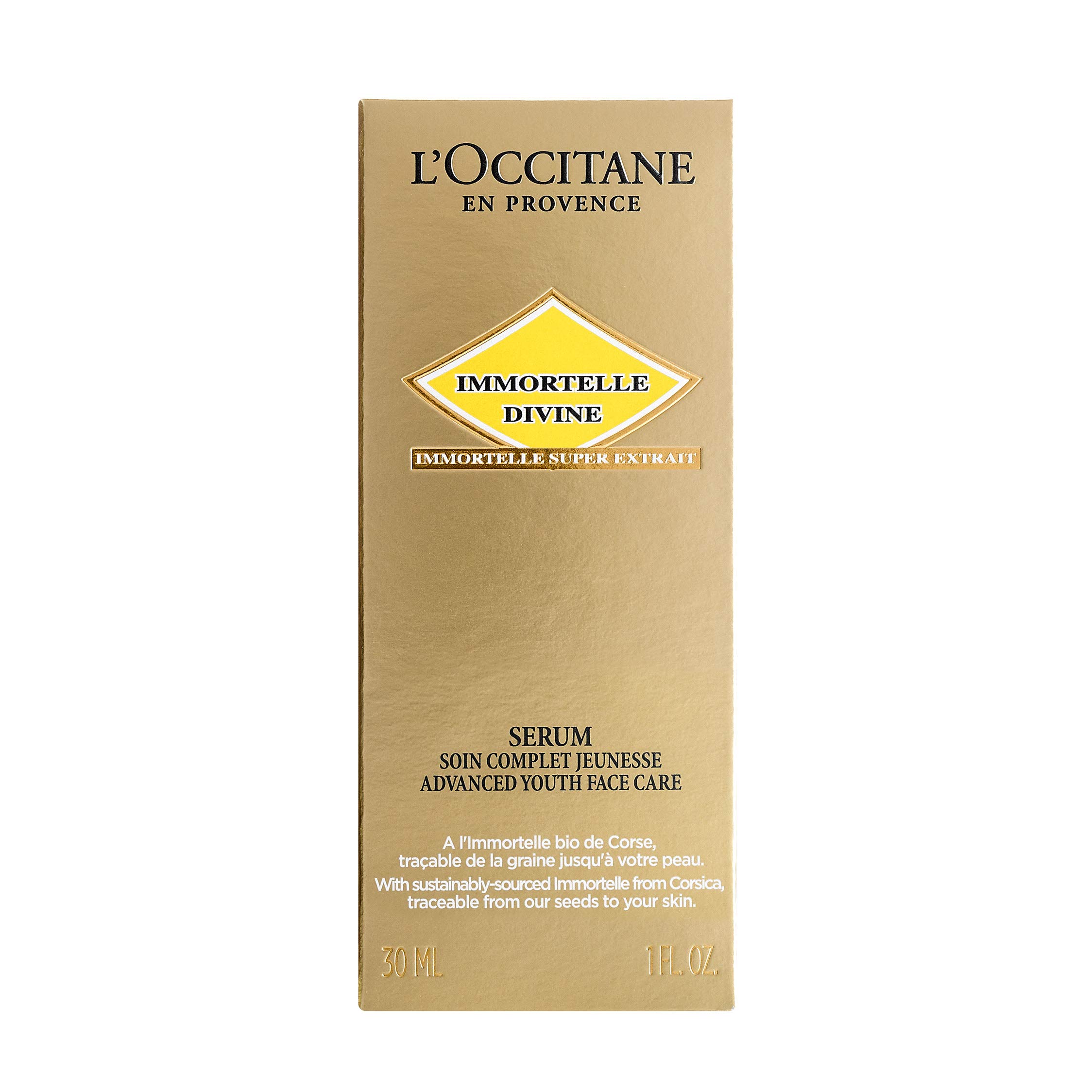 L'Occitane Anti-Aging Immortelle Divine Face Serum for a Youthful and Radiant Glow, 1 fl. oz.