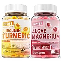 Sugar Free Calcium Magnesium Filled Gummies + Turmeric Curcumin Filled Gummies, Support Bone & Nerve Health, Muscle Function & Mood, Joints, Immune & Digestive Health