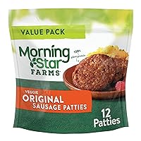Veggie Breakfast Meatless Sausage Patties, Plant Based Protein, Frozen Breakfast, Value Pack, Original, 16oz Bag (12 Patties)