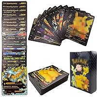 55 PCS Gold Cards Packs Vmax Dx Gx Rare Black Cards TCG Booster Box Gold Foil Card for Fans Kids Girl Boy Collectors Toy Gifts (Black)