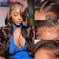 18Inch Chocolate Brown Wig Human Hair 13x4 Body Wave Lace Front Wigs Human Hair Pre Plucked 180% Density HD Full Lace Front Wigs with Baby Hair Glueless Wigs for Women