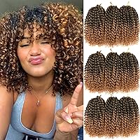 8 Inch Short Passion Twist Hair 9 Bundles Kinky Curly Crochet Hair Ombre Brown Blonde Crochet Braids Hair for Black Women(9 Bundles,1B/27)