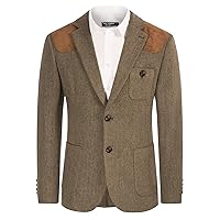 PJ PAUL JONES Men's Blazer Herringbone Tweed Sport Coats Two Button Wool Blend Formal Jacket