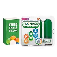 Flonase Allergy Relief Nasal Spray, 24-Hour Non-Drowsy Multi-Symptom Relief – 144 Sprays (Pack of 2) plus Bonus Pack of Tissues