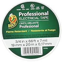 Duck Brand Professional Grade Electrical Tape, 3/4-Inch by 66 Feet, Single Roll, White (300877)