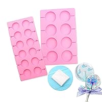 2pcs Round Silicone Hardy Candy Mould Lollipop molds Baking Tool With 100pcs Paper Sticks, Set of 2