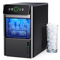 Silonn Ice Maker Coutertop Machine - Portable Ice Cube Maker, 2.6lbs Ice Basket with Bullet Ice in 6 Mins, Visible Water Level Window and Scoop, Stainless Steel, Ideal for Kitchen, Office, Camping