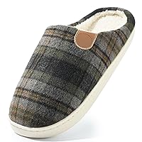 ASONGMAKE Mens House Slippers Plaid Scuff Slides Women Cozy Memory Foam Slipper Slip on Warm Checkered Shoes Indoor Outdoor with Non-slip