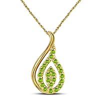 14k Yellow Gold Plated Alloy 0.25 ct Round Cut Peridot Drop Pendant Necklace with 18'' Chain