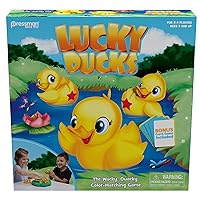 Pressman Lucky Ducks - The Memory and Matching Game That Moves - Includes A Fun Pop The Pig Make-A-Match Card Game-Multicolor