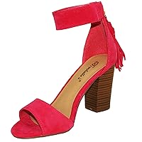 Women's Pensee-32 Faux Suede Ankle Cuff Open Toe Chunky Block High Heel Sandals