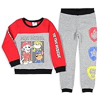 Paw Patrol Boys' Chase Rubble Marshall Pullover and Jogger 2 Piece Pajama Set