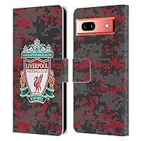 Head Case Designs Officially Licensed Liverpool Football Club Club Colours Crest Digital Camouflage Leather Book Wallet Case Cover Compatible with Google Pixel 7a