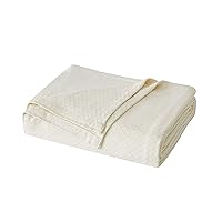 Charisma Deluxe Woven Cotton Blanket, King, Ivory