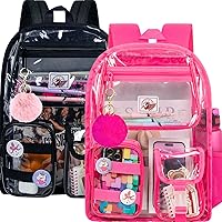 Clear Backpack, Heavy Duty Transparent Bookbag for Girls Women, Cute School See Through Backpacks for Teens Elementary