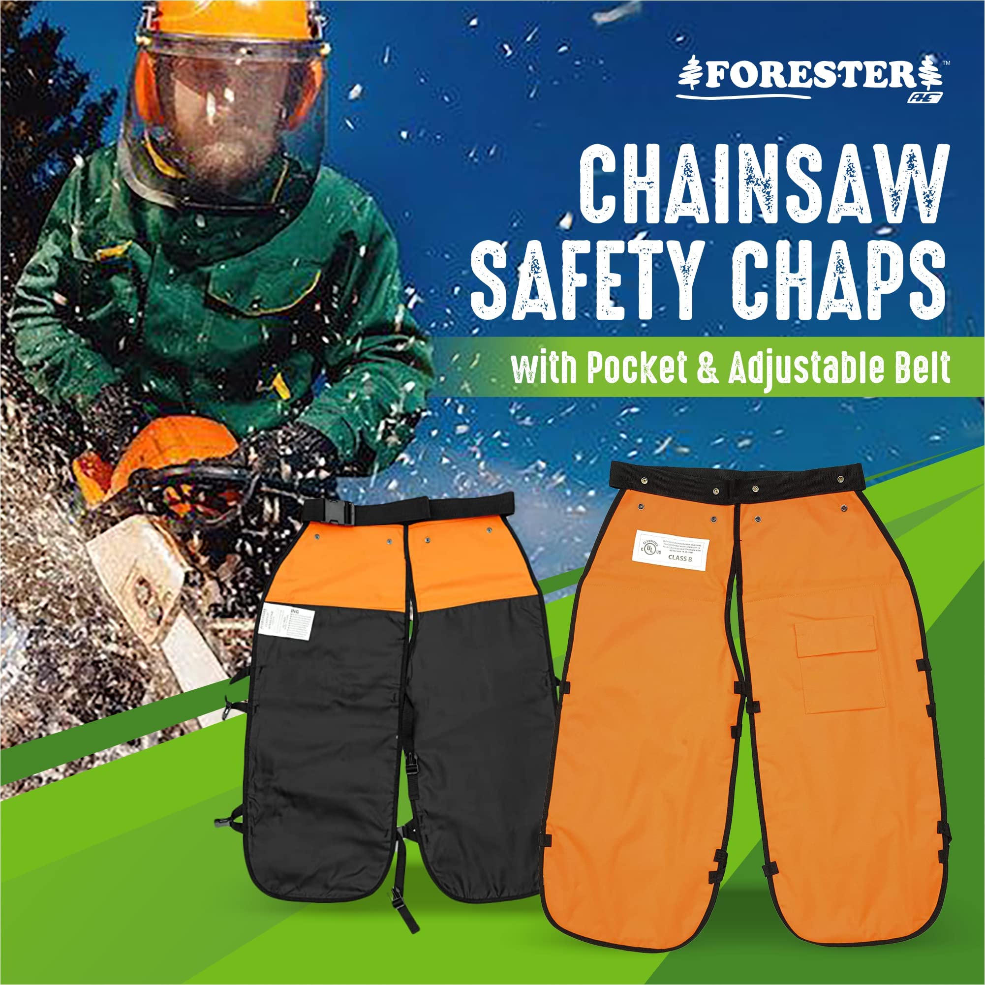 Forester Protective Clothing - OEM Forestry Cutter Combo Kit Apron Chaps Helmet Face Shield Ear Muffs Safety Glasses Arborist Equipment Chainsaw Pants Logging Tools Helmet Accessories Orange