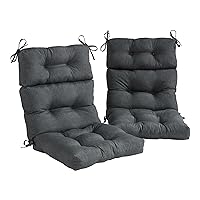 Greendale Home Fashions Outdoor 44 x 22-inch High Back Chair Cushion, Set of 2, Graphite 2 Count