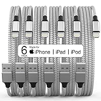[Apple MFi Certified] 6Pack 3/3/6/6/6/10 FT iPhone Charger Long Lightning Cable Fast Charging Cord High Speed Data Sync Compatible iPhone 14/13/12/11 Pro Max/XS MAX/XR/XS/X/8/7/Plus iPad(Silver&White)