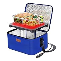 Aotto Portable Oven, 12V 24V 2-in-1 Car Food Warmer Mini Portable Microwave, Personal Heated Lunch Box Warmer for Work Reheating and Cooking Meals in Truck/Vehicle/Travel/Camping/Picnic, Blue