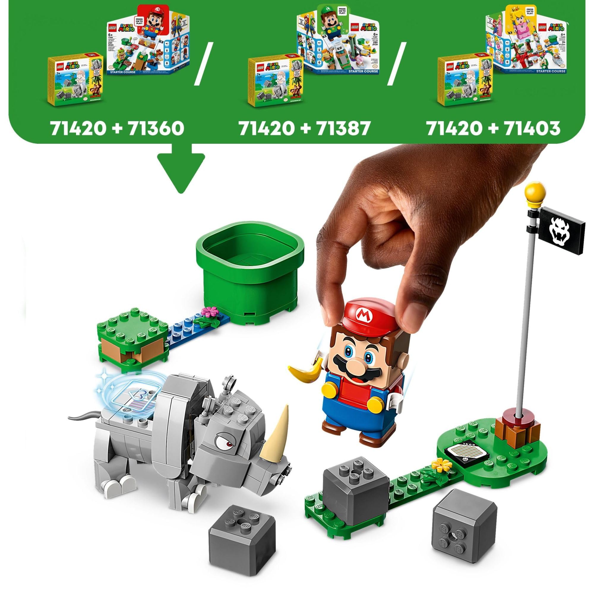 LEGO Super Mario Rambi The Rhino Expansion Set 71420, Game Inspired Building Toy Set to Combine with a Starter Course, This Collectible Super Mario Bros Toy Makes a Great Gift for Kids Ages 7 and Up
