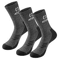 ATEPA Merino Wool Socks Men's Hiking Socks Heavy Cushion Crew Socks Thick Winter Socks for Outdoor Trekking Walking