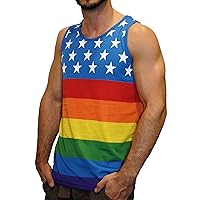 Men's Patriotic American Rainbow Pride Colors Flag Muscle Tank Top Shirt