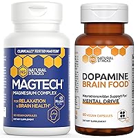 NATURAL STACKS Dopamine Brain Food & Magtech Magnesium Bundle - Chelated Magnesium Complex - Supports Brain Health & Mental Drive - 150 Capsules