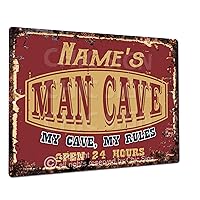 NAME'S MAN CAVE MY CAVE MY RULES Custom Personalized Tin Chic Sign Rustic Vintage style Retro Kitchen Bar Pub Coffee Shop Decor 9