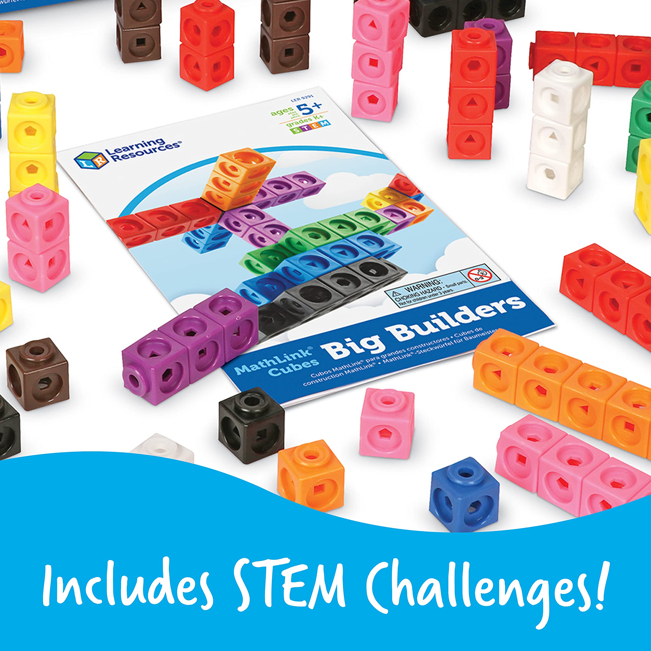 Learning Resources MathLink Cubes Big Builders - Set of 200 Cubes, Ages 5+, Develops Early Math Skills, STEM Toys, Math Games for Kids, Math Cubes for Kids,Back to School Gifts