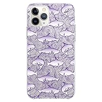 TPU Case Compatible with iPhone 15 14 13 12 11 Pro Max Plus Mini Xs Xr X 8+ 7 6 5 SE Purple Flexible Silicone Hammer Fishes Ocean Animals Print Slim fit Sharks Clear Design Waves Cute Girlish
