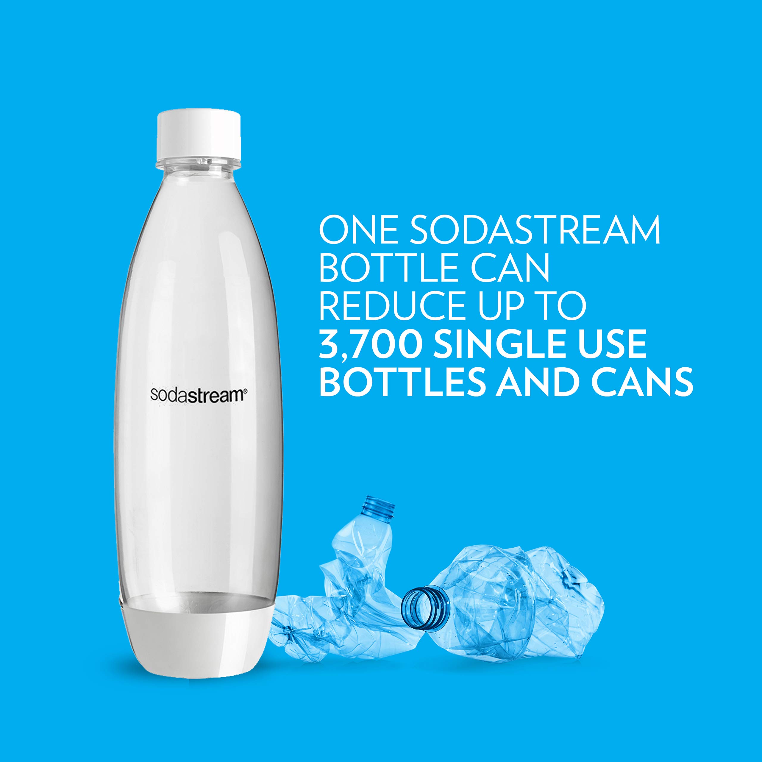 SodaStream 1L Twin Pack Dishwasher Safe Slim Bottle (White)
