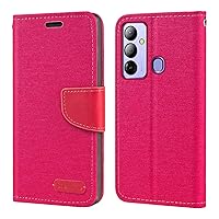 for Tecno Pop 6 Go Case, Oxford Leather Wallet Case with Soft TPU Back Cover Magnet Flip Case for Tecno Pop 6 Go (6”) Rose