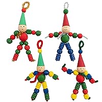 READY 2 LEARN Christmas Crafts - Create Your Own Bead Elves - DIY Ornaments for Kids - Christmas Tree Decoration - All Materials Included, Blue,Green,Red, Set of 4
