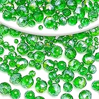 786pcs Round Crystal Glass Beads 3mm 4mm 6mm 8mm Faceted Spacer AB Color Beads Briolette Rondelle Beads Round Crystal Beads for Bracelet Necklace Wind Chimes Decorative Jewelry Making(Green AB,4Sizes)