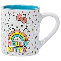 Silver Buffalo Sanrio Hello Kitty Rainbow Glitter Ceramic Mug, 14 Ounces