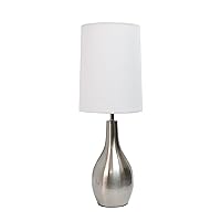 Simple Designs LT3303-BSN 1 Light Tear Drop Table Lamp, Brushed Nickel, 7 x 7 x 19.5
